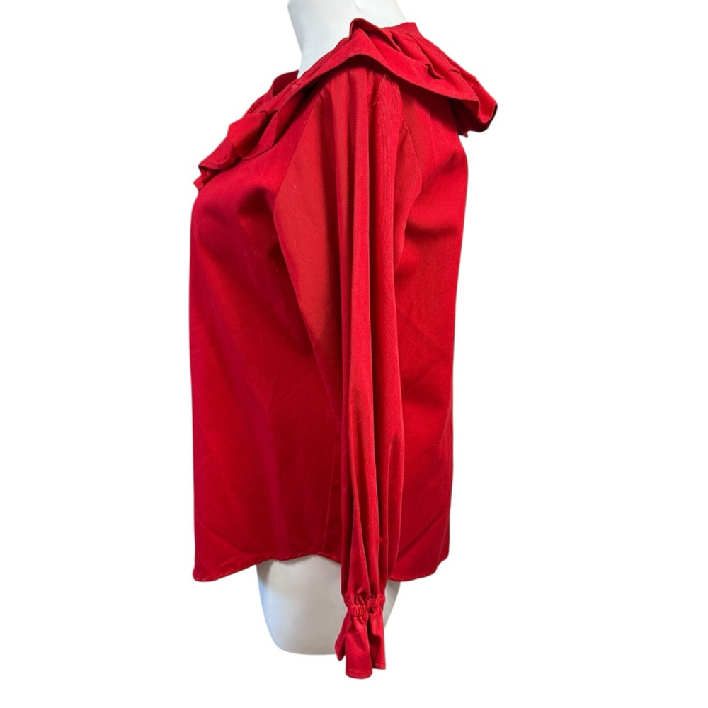 Red Ruffled Women's Blouse - Picture 6 of 9